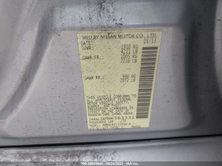 2013 NISSAN ALTIMA 2.5 S - 1N4AL3AP9DN563331