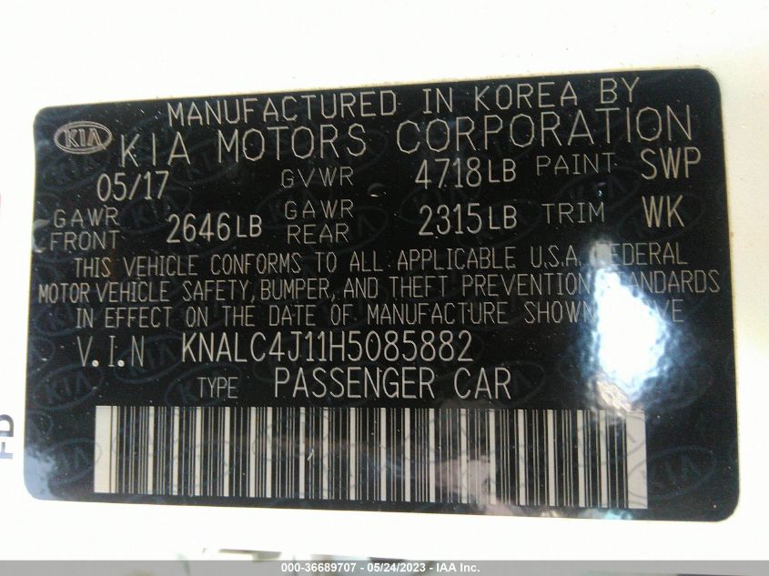 2017 KIA CADENZA PREMIUM - KNALC4J11H5085882