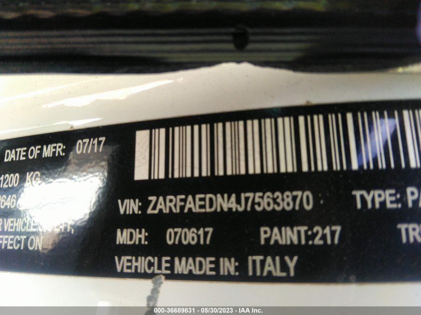 2018 ALFA ROMEO GIULIA - ZARFAEDN4J7563870