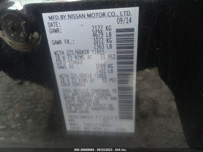 2015 NISSAN ROGUE SL - 5N1AT2MV5FC771022