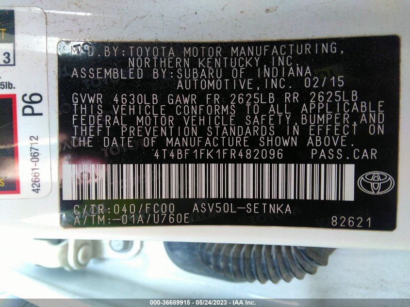 2015 TOYOTA CAMRY LE - 4T4BF1FK1FR482096