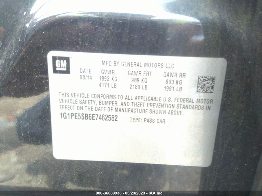 2014 CHEVROLET CRUZE 2LT - 1G1PE5SB6E7462582