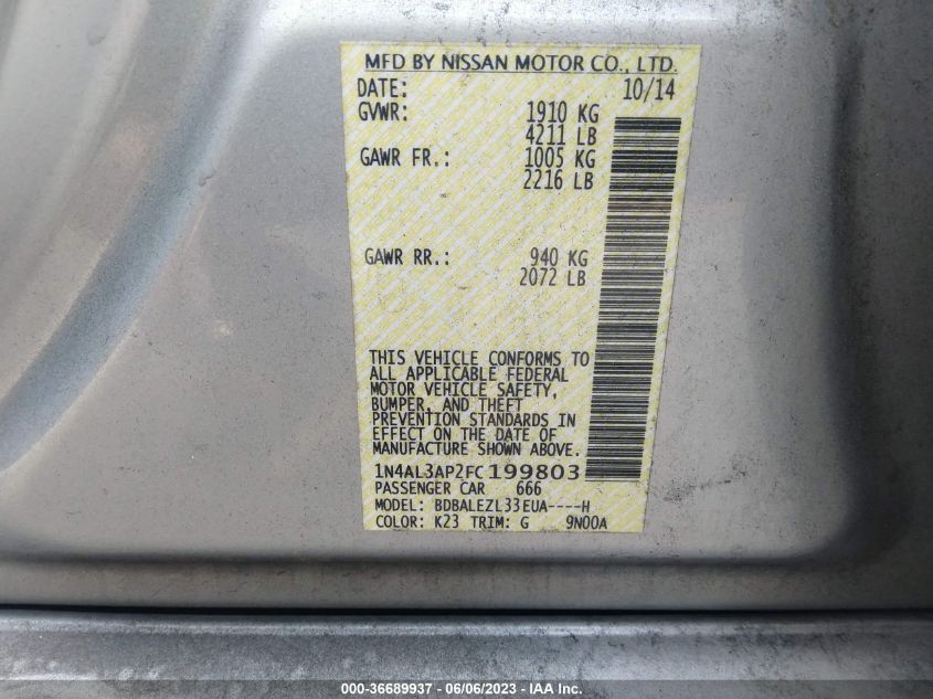 2015 NISSAN ALTIMA 2.5 S - 1N4AL3AP2FC199803