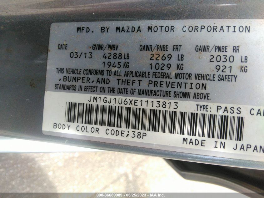 2014 MAZDA MAZDA6 I SPORT - JM1GJ1U6XE1113813