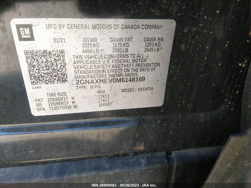 2021 CHEVROLET EQUINOX LS - 2GNAXHEV0M6148169