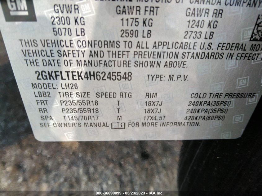 2017 GMC TERRAIN SLE - 2GKFLTEK4H6245548