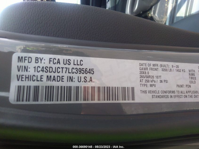 2020 DODGE DURANGO R/T - 1C4SDJCT7LC395645