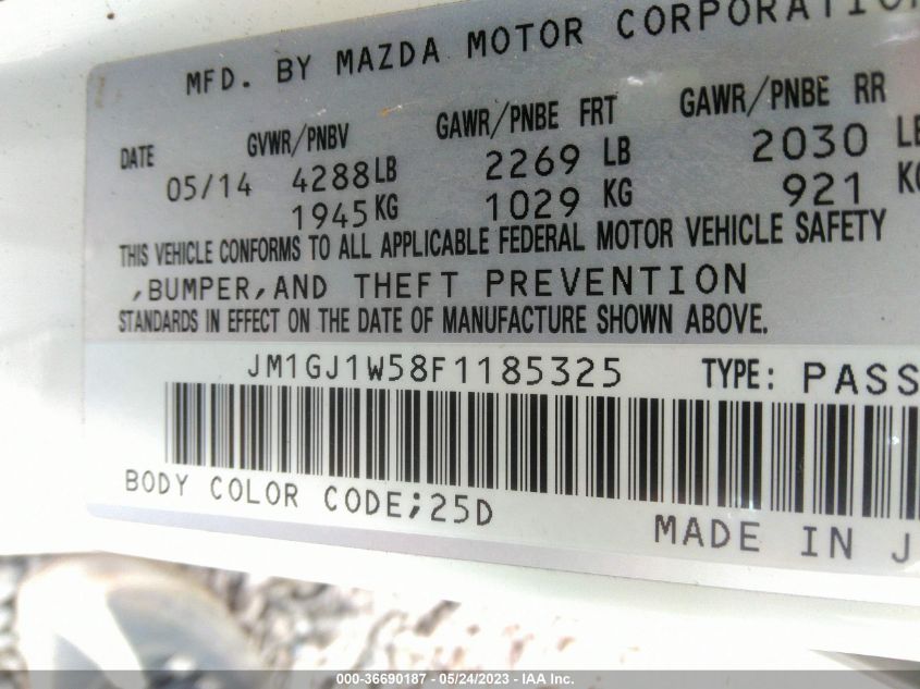 2015 MAZDA MAZDA6 I GRAND TOURING - JM1GJ1W58F1185325