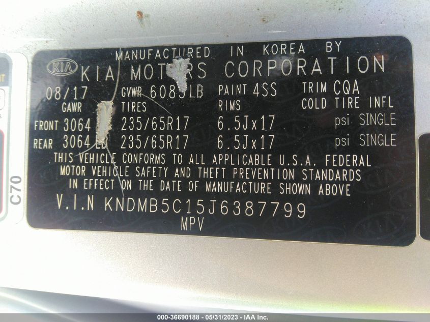 2018 KIA SEDONA LX - KNDMB5C15J6387799