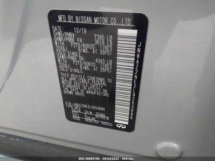 2020 INFINITI QX80 LUXE - JN8AZ2NE2L9253688