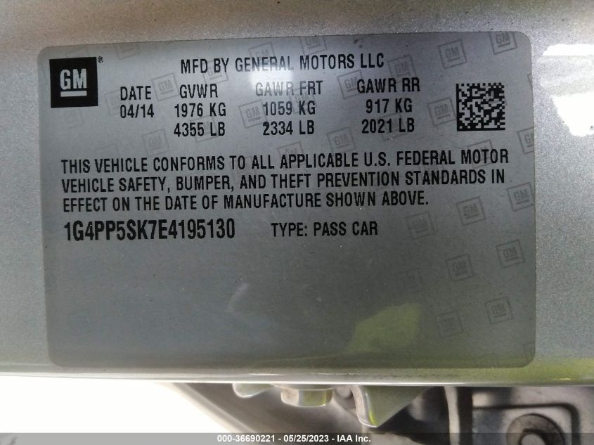 2014 BUICK VERANO - 1G4PP5SK7E4195130