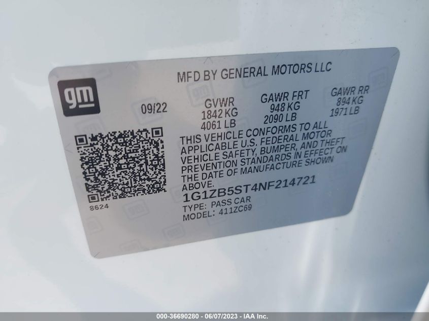 2022 CHEVROLET MALIBU LS - 1G1ZB5ST4NF214721