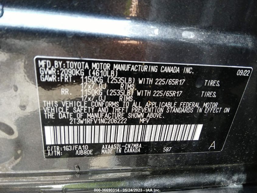 2022 TOYOTA RAV4 XLE - 2T3W1RFV1NC206222