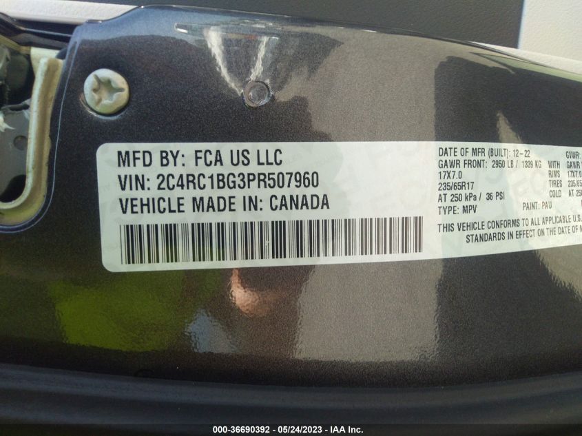 2023 CHRYSLER PACIFICA TOURING L - 2C4RC1BG3PR507960