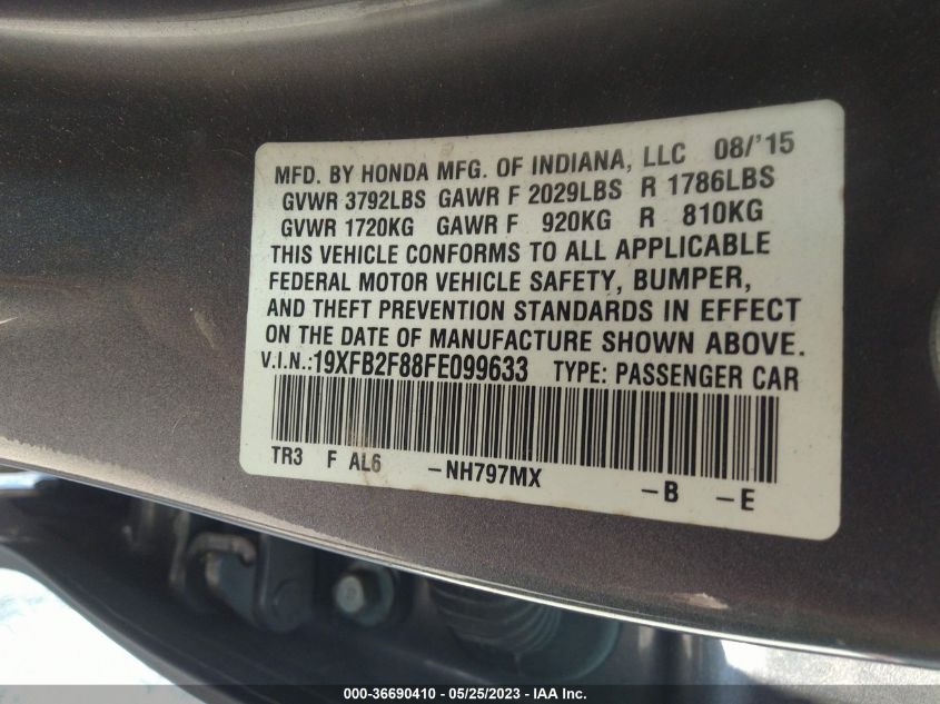 2015 HONDA CIVIC SEDAN EX - 19XFB2F88FE099633