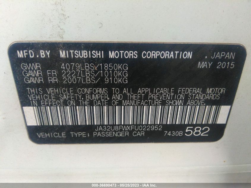 2015 MITSUBISHI LANCER GT - JA32U8FWXFU022952