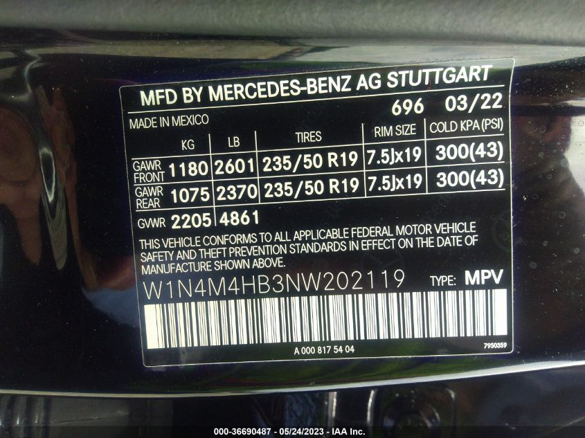 2022 MERCEDES-BENZ GLB GLB 250 W1N4M4HB3NW202119