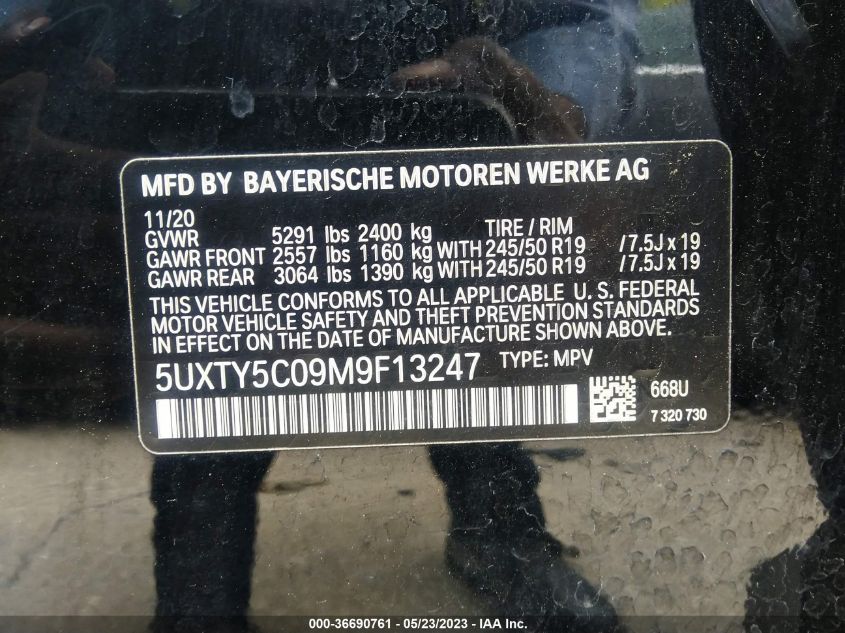 2021 BMW X3 XDRIVE30I - 5UXTY5C09M9F13247