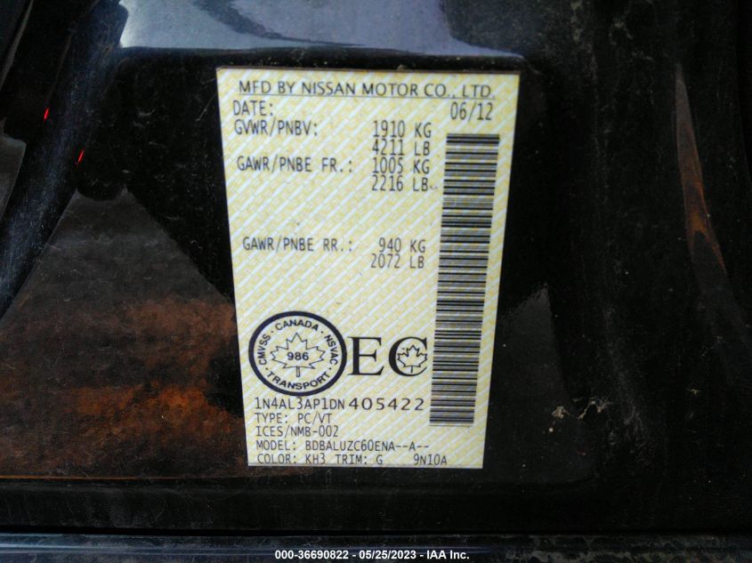 2013 NISSAN ALTIMA 2.5 - 1N4AL3AP1DN405422