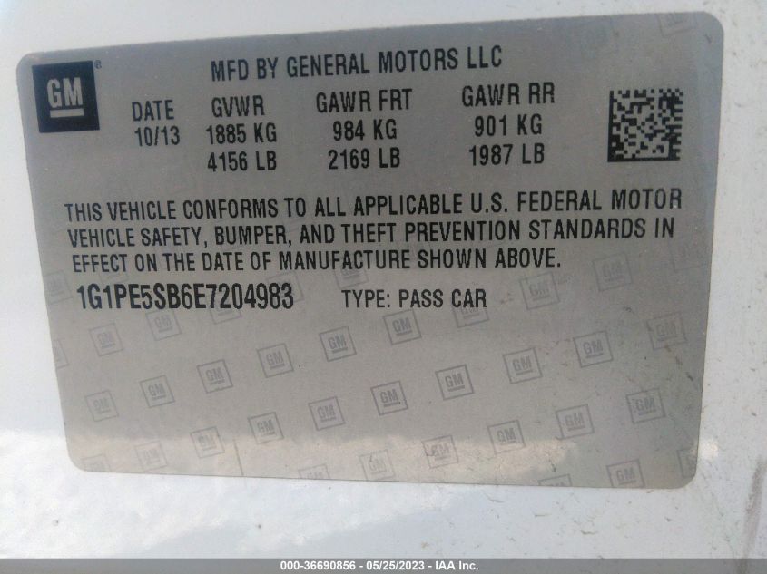 2014 CHEVROLET CRUZE 2LT - 1G1PE5SB6E7204983