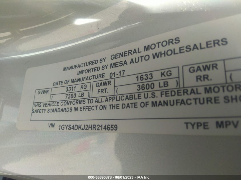 2017 CADILLAC ESCALADE PLATINUM - 1GYS4DKJ2HR214659