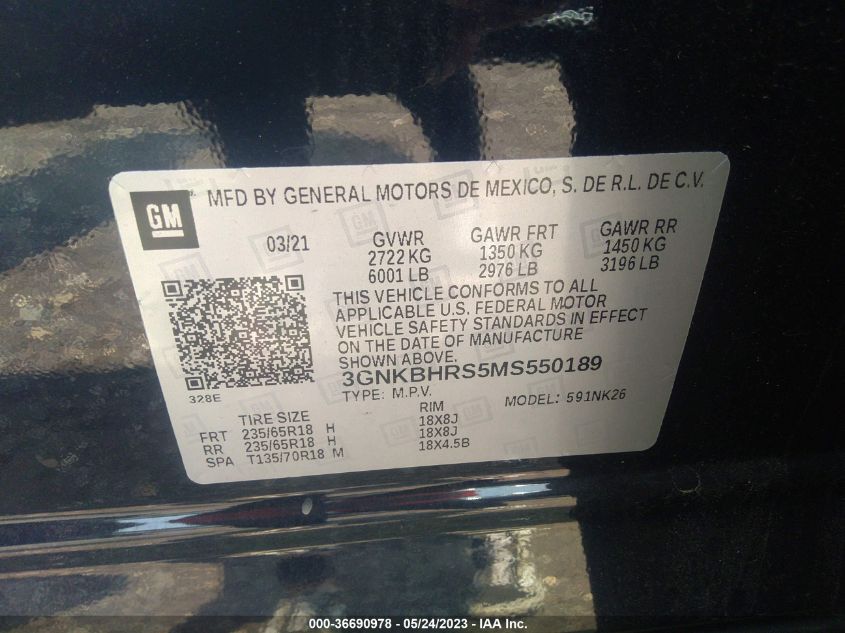2021 CHEVROLET BLAZER LT - 3GNKBHRS5MS550189