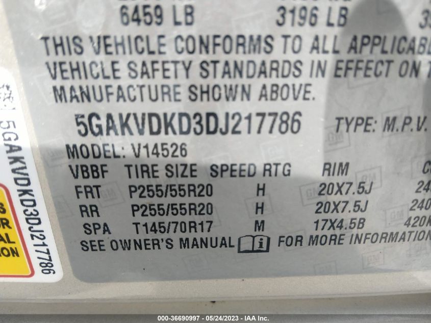 2013 BUICK ENCLAVE PREMIUM - 5GAKVDKD3DJ217786