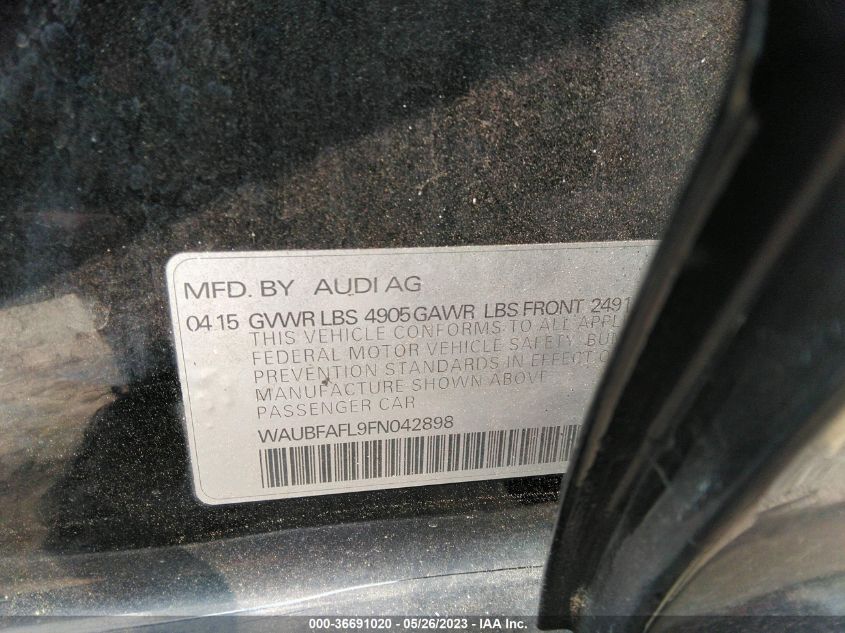 2015 AUDI A4 PREMIUM - WAUBFAFL9FN042898