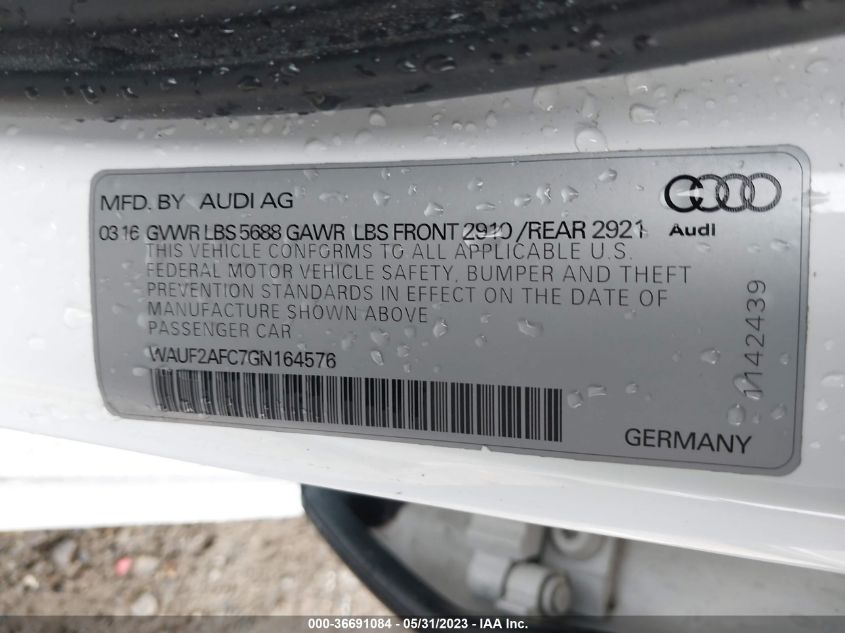2016 AUDI S6 PREMIUM PLUS - WAUF2AFC7GN164576