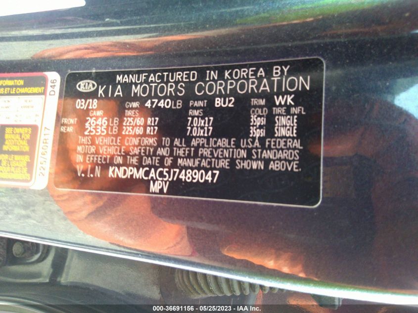 2018 KIA SPORTAGE LX - KNDPMCAC5J7489047