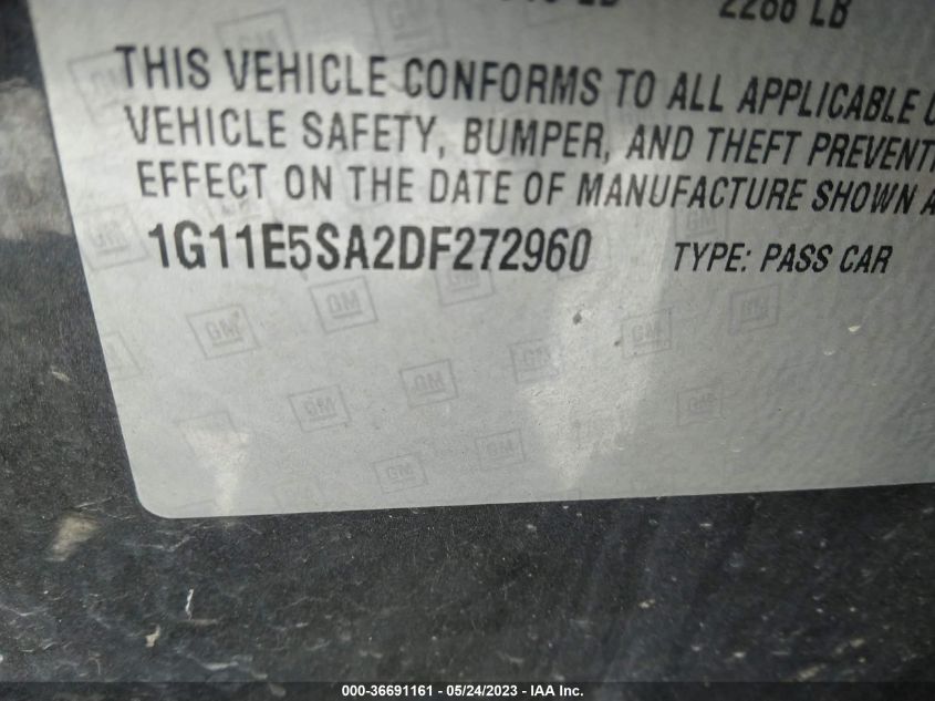 2013 CHEVROLET MALIBU LT - 1G11E5SA2DF272960