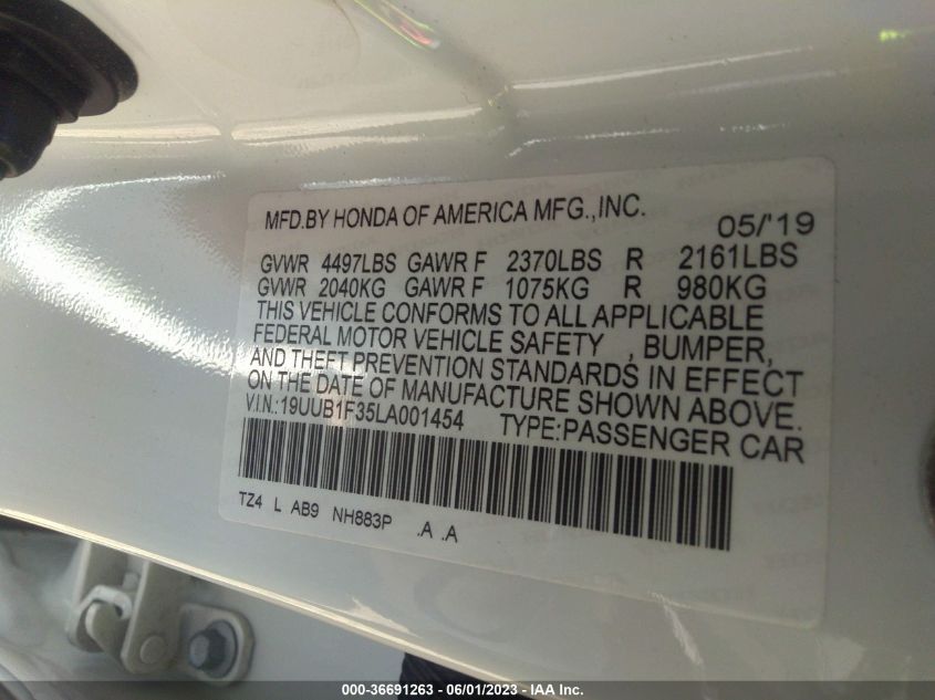 2020 ACURA TLX - 19UUB1F35LA001454