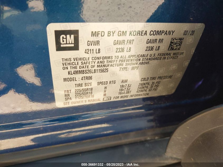 2020 BUICK ENCORE GX PREFERRED - KL4MMBS26LB115625