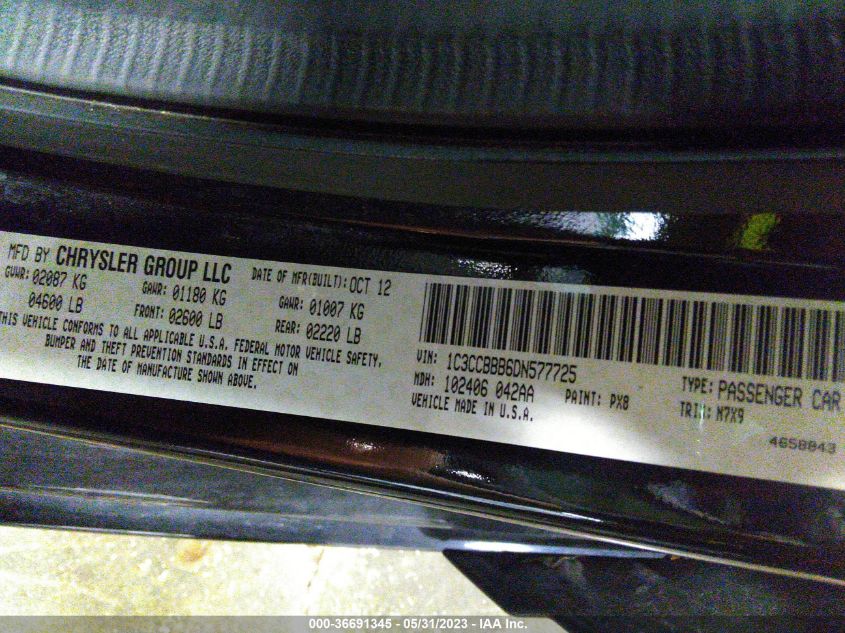 2013 CHRYSLER 200 TOURING - 1C3CCBBB6DN577725