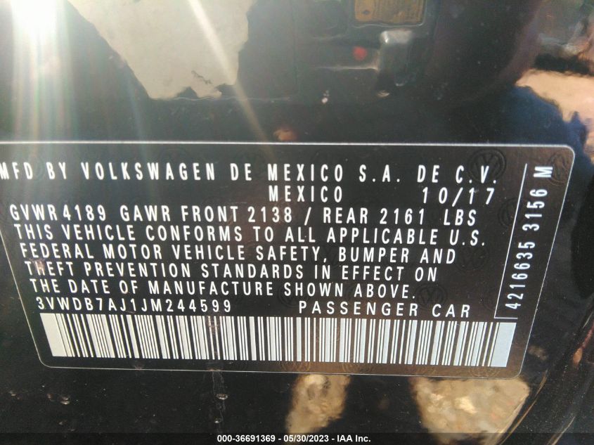 2018 VOLKSWAGEN JETTA 1.4T - 3VWDB7AJ1JM244599