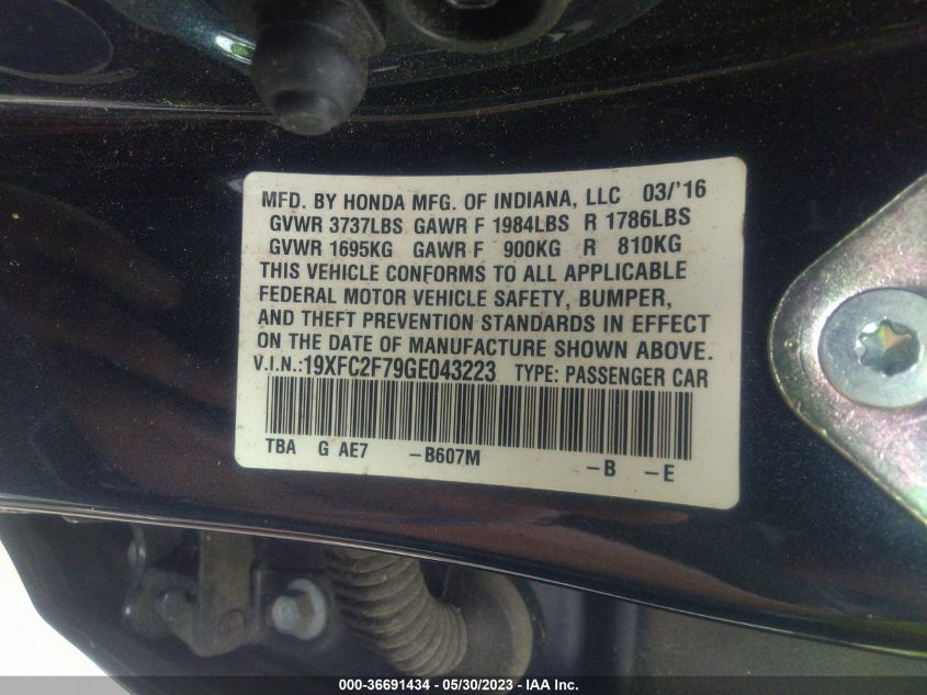 2016 HONDA CIVIC SEDAN EX - 19XFC2F79GE043223