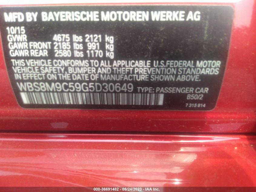 2016 BMW M3 - WBS8M9C59G5D30649