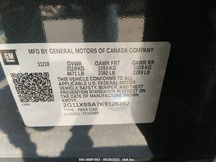 2019 CHEVROLET IMPALA LS - 2G11X5SA7K9126392