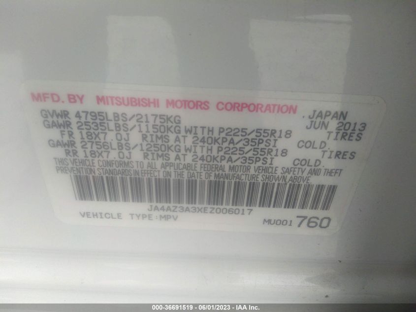 2014 MITSUBISHI OUTLANDER SE - JA4AZ3A3XEZ006017