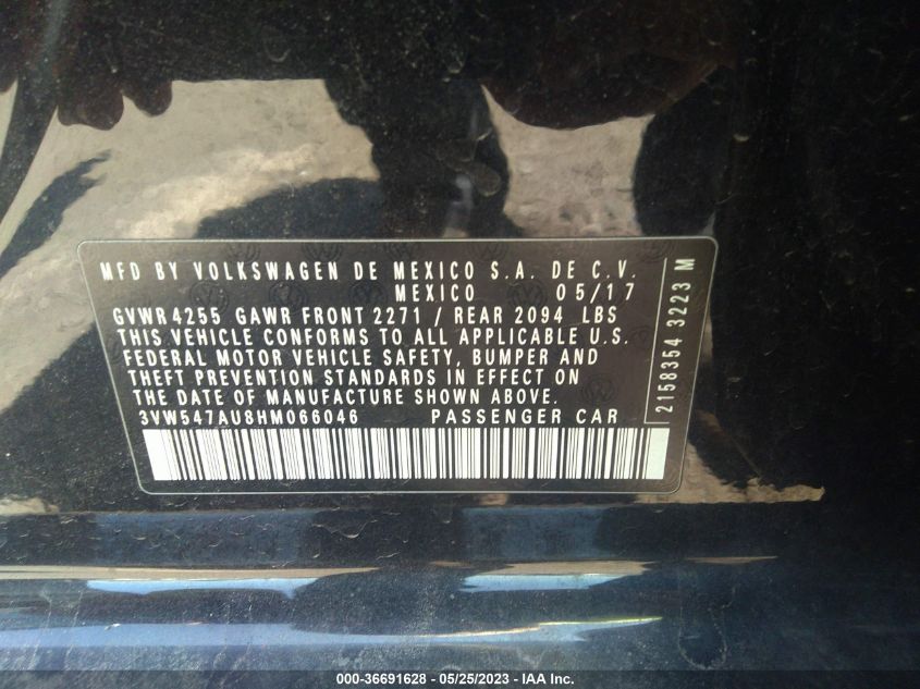 2017 VOLKSWAGEN GOLF GTI S/SE/AUTOBAHN/SPORT - 3VW547AU8HM066046