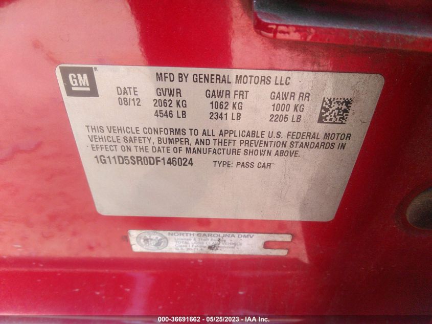 2013 CHEVROLET MALIBU ECO - 1G11D5SR0DF146024