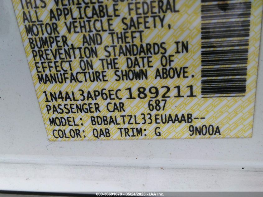2014 NISSAN ALTIMA 2.5 SV - 1N4AL3AP6EC189211