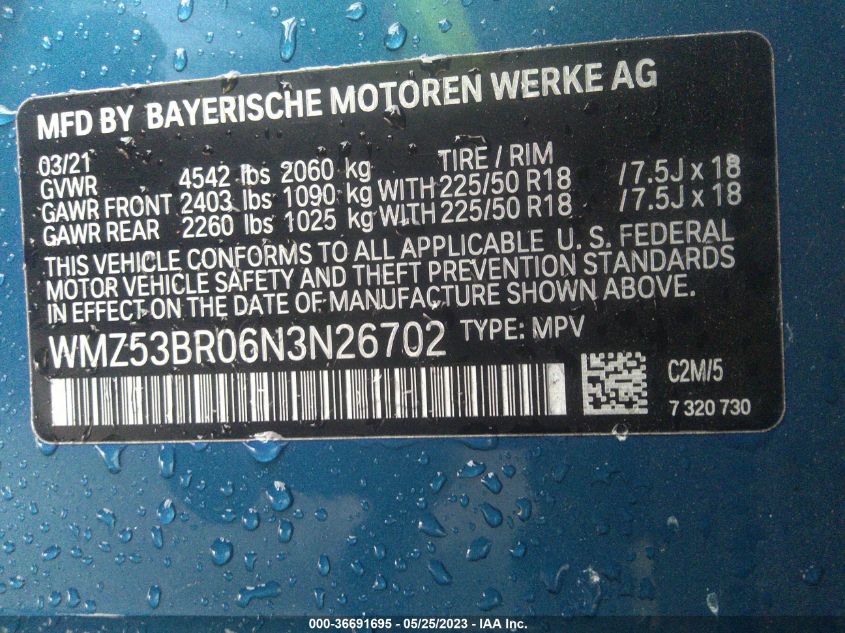 2022 MINI COUNTRYMAN COOPER S WMZ53BR06N3N26702