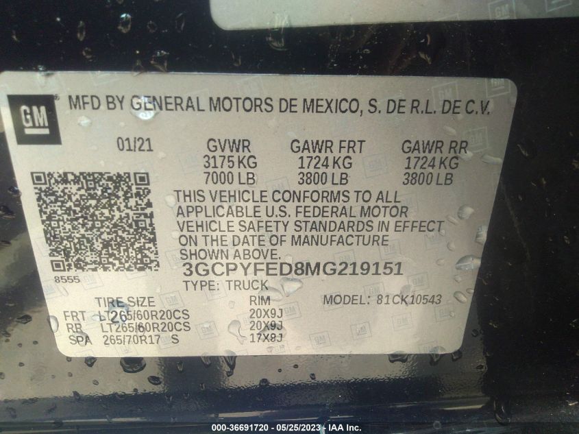 2021 CHEVROLET SILVERADO 1500 LT TRAIL BOSS - 3GCPYFED8MG219151