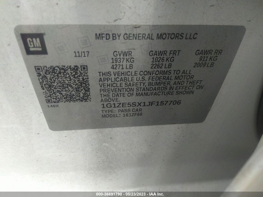 2018 CHEVROLET MALIBU PREMIER - 1G1ZE5SX1JF157706