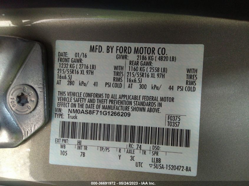 2016 FORD TRANSIT CONNECT WAGON XLT - NM0AS8F71G1266209