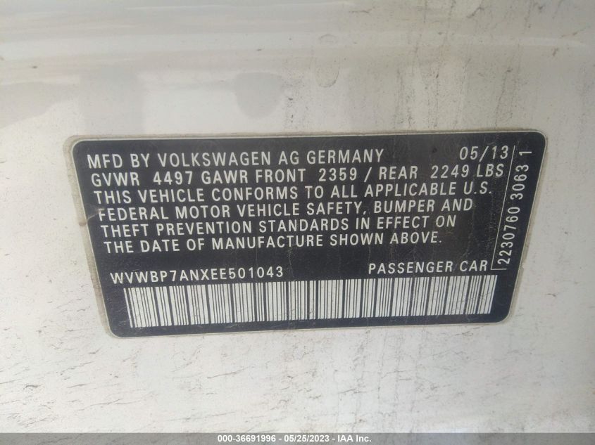 2014 VOLKSWAGEN CC SPORT/R-LINE - WVWBP7ANXEE501043