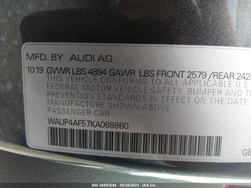 2019 AUDI S5 COUPE PREMIUM PLUS - WAUP4AF57KA088860