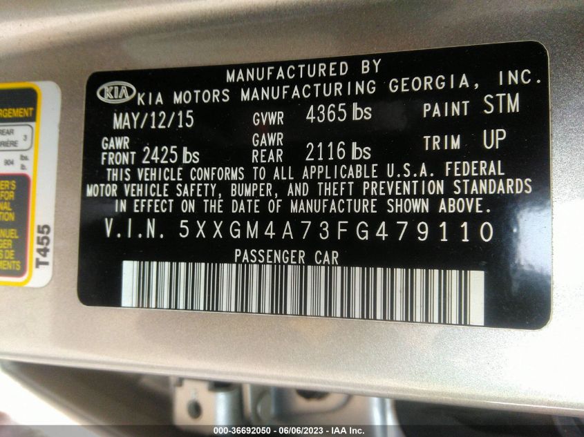 2015 KIA OPTIMA LX - 5XXGM4A73FG479110