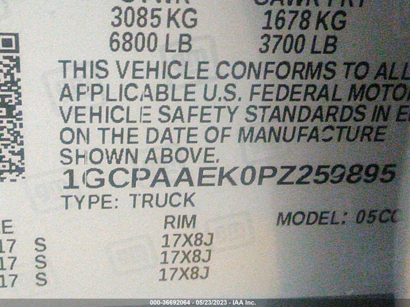 2023 CHEVROLET SILVERADO 1500 WORK TRUCK - 1GCPAAEK0PZ259895